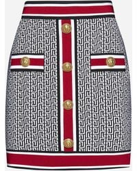 Balmain - Mini Skirt In Monogram Knit - Lyst