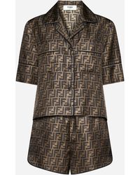 Fendi - Ff Silk Shirt + Shorts Pajamas Set - Lyst