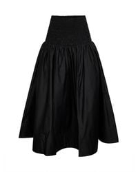 Self-Portrait - Self Portrait Cotton Poplin Midi Skirt - Lyst
