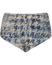 DIESEL - Houndstooth Denim De-Jizz-Fsh1 Hot Pants - Lyst