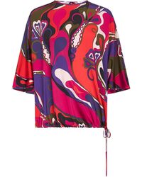 PUCCI - Orchidee Print Stretch Viscose Cape Blouse - Lyst