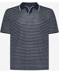 Roberto Collina - Striped Linen Polo Shirt - Lyst