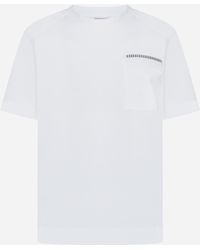 Brunello Cucinelli - White T-shirt With Shiny Ribbed Detail - Lyst