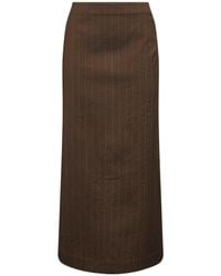 Uma Wang - Pinstriped Chevron Gad Midi Skirt - Lyst