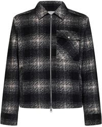 Moncler - Check Wool-Blend Jersey Zip-Up Overshirt - Lyst