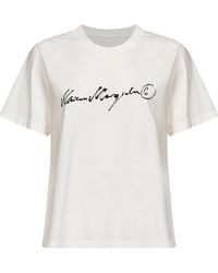 MM6 by Maison Margiela - Washed Jersey T-Shirt With Calligraphic Print - Lyst