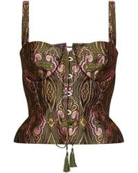 Etro - Jacquard Corset Top With Floral Medallion Pattern - Lyst