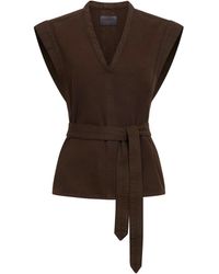Lemaire - Cocoa Cotton Broken Twill Belted Chasuble - Lyst