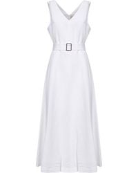 Blanca Vita - Viscose And Linen Apred Belted Midi Dress - Lyst