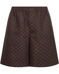 Gucci - Linen Blend Gg Canvas Shorts - Lyst