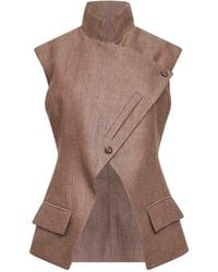 Batakovic - Chevron Wool Blend Portofino Asymmetric Vest - Lyst