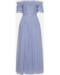 Needle & Thread - Midsummer Lace And Tulle Off-shoulder Ankle Gown - Lyst