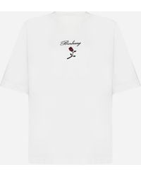 Burberry - Logo And Rose Cotton T-shirt - Lyst