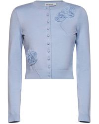 Self-Portrait - Knit Cardigan With Flowers Detail - Lyst