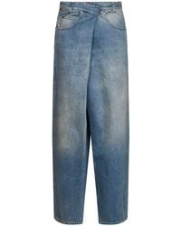 Maison Margiela - Old-Finish Cotton Denim Wrap Jeans - Lyst