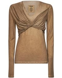 Uma Wang - Tan Stretch Jersey Twisted T-Shirt - Lyst