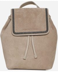 Brunello Cucinelli - Suede And Leather Backpack - Lyst