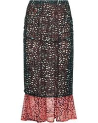Dries Van Noten - Printed Mesh Layered Midi Skirt - Lyst