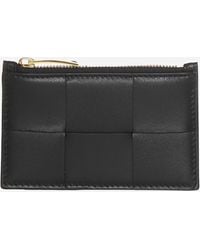 Bottega Veneta - Intreccio Leather Zip Card Holder - Lyst