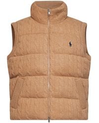 Polo Ralph Lauren - Camel Cable Knit Wool And Cashmere Padded Vest - Lyst