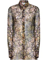 Dries Van Noten - Aubergine Mini Floral Patchwork-Print Jacquard Calima Shirt - Lyst