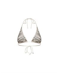 MC2 Saint Barth - Rhinestone-Embellished Zebra Pattern Lycra Guiana Triangle Bikini Top - Lyst