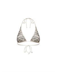 MC2 Saint Barth - Rhinestone-Embellished Zebra Pattern Lycra Guiana Triangle Bikini Top - Lyst