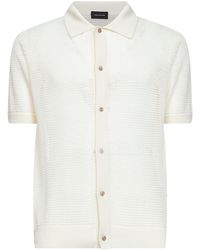 Tagliatore - Cream Pointelle Knit Short-Sleeved Shirt - Lyst