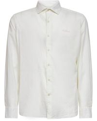 MC2 Saint Barth - Cream Voile Cotton Logo Embroidered Chemise Shirt - Lyst
