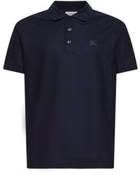 Burberry - Cotton Pique Polo Shirt With Embroidered Equestrian Knight Design - Lyst