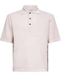 Burberry - Cotton Mesh Polo Shirt With Check Trims - Lyst