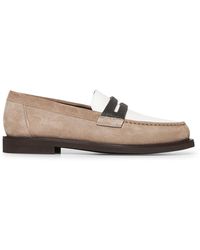Brunello Cucinelli - Suede Precious Clamp Penny Loafer - Lyst