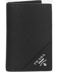 Prada Saffiano Leather Vertical Bifold Wallet - Black