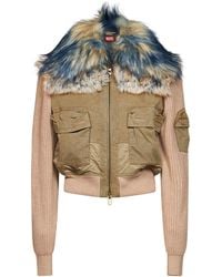 DIESEL - Khaki G-Ustav Organic Stretch Cotton And Recycled Nylon Bomber Jacket - Lyst