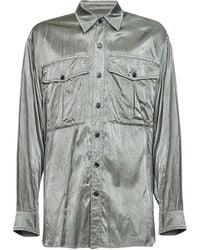 Dries Van Noten - Mint Viscose And Cotton Shirt With Chest Pockets - Lyst