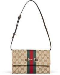 Gucci - And Dark Horsebit Web Wallet With Strap - Lyst