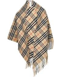 Burberry - Check Wool And Cashmere Cape - Lyst