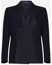 Tagliatore - Silk And Wool Double-breasted Blazer - Lyst