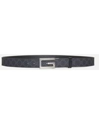 Gucci - GG Fabric And Leather Reversible Belt - Lyst