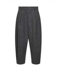 Uma Wang - Virgin Wool Patina Cropped Barrel Trousers - Lyst