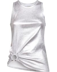 Rabanne - Foil Ribbed Jersey Tank Top With Piercing - Lyst
