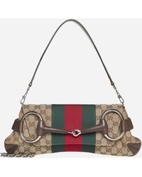 Gucci - Horsebit Chain Medium GG Fabric Bag - Lyst