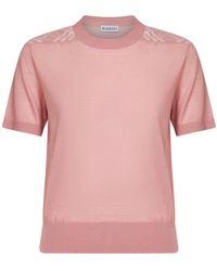 Burberry - Begonia Wool And Silk Knit Sweater With Check Panels - Lyst