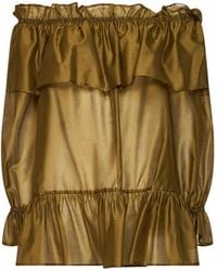 Blanca Vita - Avocado Voile Cevil Off-The-Shoulder Tunic - Lyst