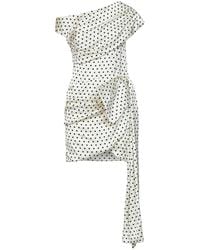 Self-Portrait - Self Portrait Cream Polka Dot-Print Satin Mini Dress With Tie Side - Lyst