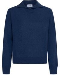 D 40 - V-Neck Ribbed-Cuff Polo Shirt - Lyst
