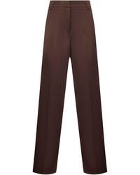 Blanca Vita - Coffee Satin Plettro Palazzo Trousers - Lyst