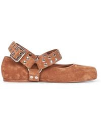 Alaïa - Suede Flat Biker Ballet Flats - Lyst