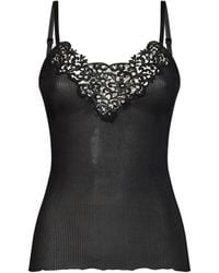 Saint Laurent - Ribbed Silk Knit Guipure Tank Top - Lyst