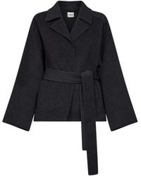 KHAITE - Charcoal Double Wool Alder Short Belted Coat - Lyst